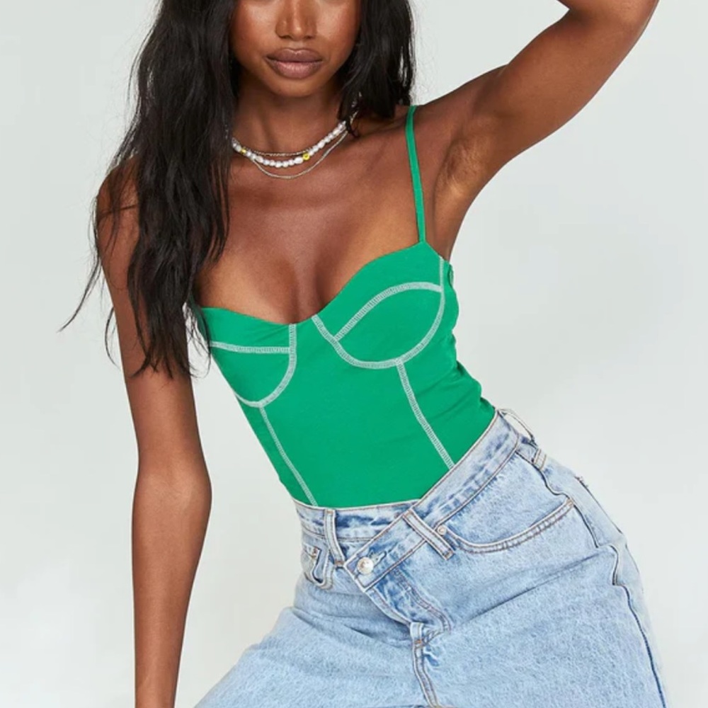 Princess Polly Opposites Attract Bodysuit Green Size 6